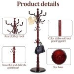 Coat Racks ​freestanding, High-grade Wooden Tree Coat Rack, Coat Rack Stand With 14 Hooks & Stable Disc Base, For such as coats, jackets, Home Office Hats Tree Hanger (black red)