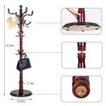 Coat Racks ​freestanding, High-grade Wooden Tree Coat Rack, Coat Rack Stand With 14 Hooks & Stable Disc Base, For such as coats, jackets, Home Office Hats Tree Hanger (black red)