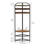 GiftGo Corner Hall Tree with Shoe Bench Entryway Coat Rack with 10 Metal Movable Hooks Freestanding Clothes Rack Shoes Shelf Organizer for Home Office Bedroom (Rustic Brown)