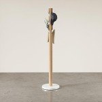 Umbra Flapper Coat Rack, Clothing Hanger, Umbrella Holder, and Hat Organizer, for Entryway, Natural
