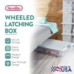 Sterilite 56 Quart Latching Stackable Under Bed or Closet Storage Box Container Bins with Secure Lid and Wheels, Clear (12 Pack)