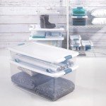 Sterilite 56 Quart Latching Stackable Under Bed or Closet Storage Box Container Bins with Secure Lid and Wheels, Clear (12 Pack)