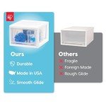 IRIS USA 6 Quart Stackable Storage Drawer, Plastic Drawer Organizer with Clear Doors for Pantry, Closet, Desk, Kitchen, Under-Sink, Home and Office De-Clutter, Shoes and Crafts - White, 8 Pack
