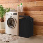 Simple Houseware Foldable Laundry Hamper Basket with Lid, Black