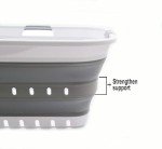 SAMMART 42L (11 gallon) Collapsible Plastic Laundry Basket - Foldable Pop Up Storage Container/Organizer - Portable Washing Tub - Space Saving Hamper/Basket (1, White/Grey)
