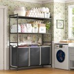 Raybee Laundry Sorter 3 Section Laundry Hamper Sorter with Adjustable Storage Shelf 145L Laundry Basket Organizer with Removable Bag 3 Compartment Laundry Hampers for Laundry Room Organization Baskets