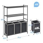 Raybee Laundry Sorter 3 Section Laundry Hamper Sorter with Adjustable Storage Shelf 145L Laundry Basket Organizer with Removable Bag 3 Compartment Laundry Hampers for Laundry Room Organization Baskets