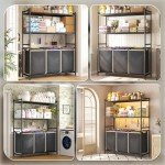 Raybee Laundry Sorter 3 Section Laundry Hamper Sorter with Adjustable Storage Shelf 145L Laundry Basket Organizer with Removable Bag 3 Compartment Laundry Hampers for Laundry Room Organization Baskets