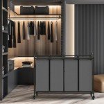 SimpleHouseware 4-Bag Heavy Duty Laundry Sorter Rolling Cart, Dark Grey