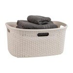 Mind Reader Basket Collection, Laundry Basket, 40 Liter (10kg/22lbs) Capacity, Cut Out Handles, Ventilated, Ivory