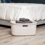 Mind Reader Basket Collection, Laundry Basket, 40 Liter (10kg/22lbs) Capacity, Cut Out Handles, Ventilated, Ivory
