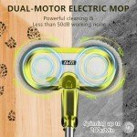 Cordless Electric Mop, Electric Spin Mop with LED Headlight and Water Spray, Up to 60 mins Powerful Floor Cleaner with 300ml Water Tank, Polisher for Hardwood, Tile Floors, Quiet Cleaning & Waxing