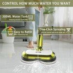 Cordless Electric Mop, Electric Spin Mop with LED Headlight and Water Spray, Up to 60 mins Powerful Floor Cleaner with 300ml Water Tank, Polisher for Hardwood, Tile Floors, Quiet Cleaning & Waxing