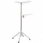 Home Solution Foldable Garment & Clothes Drying Rack, 2-Tier Adjustable Height, 60 Garments, Stainless Steel, Sturdy 4 Legs, Wheels