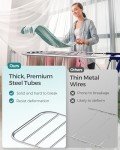 SONGMICS Clothes Drying Rack, Foldable 2-Level Laundry Drying Rack, Free-Standing Large Drying Rack, with Height-Adjustable Wings, 33 Drying Rails, Sock Clips, Silver and Blue ULLR53BU