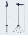 SONGMICS Clothes Drying Rack, 59.6 Inches High Folding Laundry Drying Rack with 3 Rotatable Arms for Hangers, 4 Legs, Stainless Steel, for 27 Pieces of Clothes, Blue and Silver ULLR510Q01