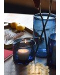 ARIAMOTION Glass Hurricane Candle Holders for Pillar Hand Blown Blue Cylinder Vases Table Decoration Centerpiece Floral Vases with Seeded Bubbles 11" 8" 6" Set of 3