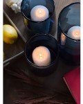 ARIAMOTION Glass Hurricane Candle Holders for Pillar Hand Blown Blue Cylinder Vases Table Decoration Centerpiece Floral Vases with Seeded Bubbles 11" 8" 6" Set of 3