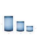 ARIAMOTION Glass Hurricane Candle Holders for Pillar Hand Blown Blue Cylinder Vases Table Decoration Centerpiece Floral Vases with Seeded Bubbles 11" 8" 6" Set of 3