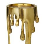 CosmoLiving by Cosmopolitan Aluminum Pillar Candle Holder with Dripping Melting Designed Legs, Set of 3 12", 10", 8"H, Gold