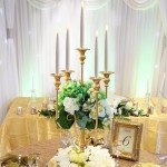 Metal Candelabra Gold Candle Stand 20in Tall, 5-Candle Candlestick Holder for Taper Candles, Candle Holder for Wedding Centerpiece Christmas Valentine Holiday Party Event Reception Decor, 2Pcs