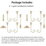 Metal Candelabra Gold Candle Stand 20in Tall, 5-Candle Candlestick Holder for Taper Candles, Candle Holder for Wedding Centerpiece Christmas Valentine Holiday Party Event Reception Decor, 2Pcs