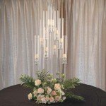 Efavormart 47" Tall - 10 Arms Clear Crystal Cluster Round Candelabra, Pillar Candle Holders with Mirror Base - Perfect for Wedding Ceremonies, Party Decorations, Banquet, Upscale Occasions