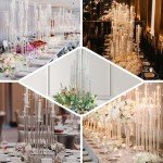 Efavormart 47" Tall - 10 Arms Clear Crystal Cluster Round Candelabra, Pillar Candle Holders with Mirror Base - Perfect for Wedding Ceremonies, Party Decorations, Banquet, Upscale Occasions