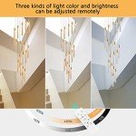 HAIXIANG 36 Lights 196" High Ceiling Chandelier Crystal Golden Light Fixtures Dimmable Pendant Lighting Foyer Chandelier Fixtures for Living Room Staircase Hallway Flush Mount Ceiling Light Gold Lamp