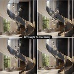 RINGRAIN 7-Lights Brass Raindrop Pendant Light, Black Modern Teardrop Crystal Chandelier for Living Room,Entryway, Staircase, Hallway, Foyer, Kitchen Island, Craft Room, Hotel Lobby