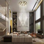 Luxury Large Foyer Chandelier, Modern 12-Lights Round Raindrop Crystal Chandeliers High Ceiling Flush Mount Light Fixtures for LivingRoom Entryway, Stairs D31.5 X H86.7 of CRYSTOP