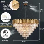 OSAIRUOS Large Crystal Chandelier Modern Round Chandeliers for Living Room Foyer Bedroom 7-Tier 21-Lights Raindrop Chandelier Lighting Fixture Hanging Stainless Steel Plated Gold W39.4