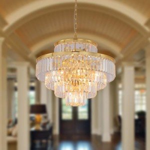 GMlixin Gold Modern Crystal Chandelier Pendant Ceiling Lights Chandeliers Lighting Fixture for Dining Living Room Foyer Hallway 12-Lights (Dia 24 Inch)
