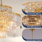 GMlixin Gold Modern Crystal Chandelier Pendant Ceiling Lights Chandeliers Lighting Fixture for Dining Living Room Foyer Hallway 12-Lights (Dia 24 Inch)
