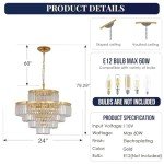 GMlixin Gold Modern Crystal Chandelier Pendant Ceiling Lights Chandeliers Lighting Fixture for Dining Living Room Foyer Hallway 12-Lights (Dia 24 Inch)