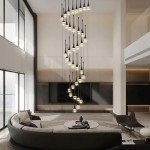 12foots Loog Crystal Staircase Pendant light 36-Light Black Raindrop Crystal Chandeliers Foyer Entrance High Ceiling Hanging Chandelier 3000-6000k Dimmable Fixtures Living room LED Chandeliers