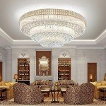 KALRI Modern K9 Crystal Chandelier Flush Mount LED Ceiling Light Fixture Pendant Lamp for Living Room Bar Shop (Dia 31.5'')