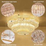 KALRI Modern K9 Crystal Chandelier Flush Mount LED Ceiling Light Fixture Pendant Lamp for Living Room Bar Shop (Dia 31.5'')
