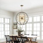 Vezzio Globe Crystal Chandelier, 12-Light Black Chandeliers for Dining Room Living Room Kitchen Island Farmhouse Entryway Hall Foyer, Orb Pendant Lights Kitchen Island Black and Chrome Finish