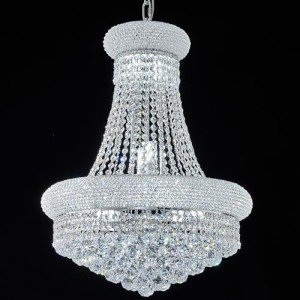 Homeooze 12 - Light Unique Empire Crystal Chandelier for high Ceiling Foyer Entryway Family Room Living Room Dining Room Bedroom Chrome Finish