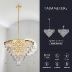 MEELIGHTING Gold Plated Crystal Chandelier Lighting Modern Contemporary Empress Chandeliers Pendant Ceiling Lamp Light Fixture 7-Tier for Duplex House Dining Room Living Room Hotel (24 Lights) W39.4