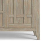 SIMPLIHOME Bedford Solid Pine Wood 54 inch Rustic Sideboard Buffet Credenza in Distressed Grey features 2 Doors, 2 Drawers and 2 Cabinets with 12 Bottle Wine Storage Rack