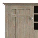 SIMPLIHOME Bedford Solid Pine Wood 54 inch Rustic Sideboard Buffet Credenza in Distressed Grey features 2 Doors, 2 Drawers and 2 Cabinets with 12 Bottle Wine Storage Rack