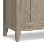 SIMPLIHOME Bedford Solid Pine Wood 54 inch Rustic Sideboard Buffet Credenza in Distressed Grey features 2 Doors, 2 Drawers and 2 Cabinets with 12 Bottle Wine Storage Rack