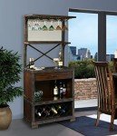 Howard Miller Red Mountain Wine & Bar Cabinet 695-138 – Rustic Hardwood Finish, Home Liquor Storage, Hanging Stemware Rack, 14 Bottle Wine Rack