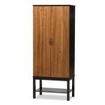 Baxton Studio Mid-Century Two-Tone Wine Cabinet by