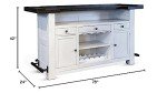 Pemberly Row 78" Farmhouse Wood Home Bar Unit Cabinet with Stemware Rack, Wine Rack for Dining Room Kitchen in Off White Dark Brown