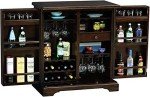 Howard Miller Benmore Valley Wine & Bar Console 695-124 – Rustic Hardwood Finish, Significantly Distressed, Home Liquor Storage, Stemware Rack, Locking Doors & Casters