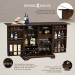 Howard Miller Benmore Valley Wine & Bar Console 695-124 – Rustic Hardwood Finish, Significantly Distressed, Home Liquor Storage, Stemware Rack, Locking Doors & Casters
