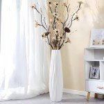 24" White Ceramic Tall Floor Vase for Decor